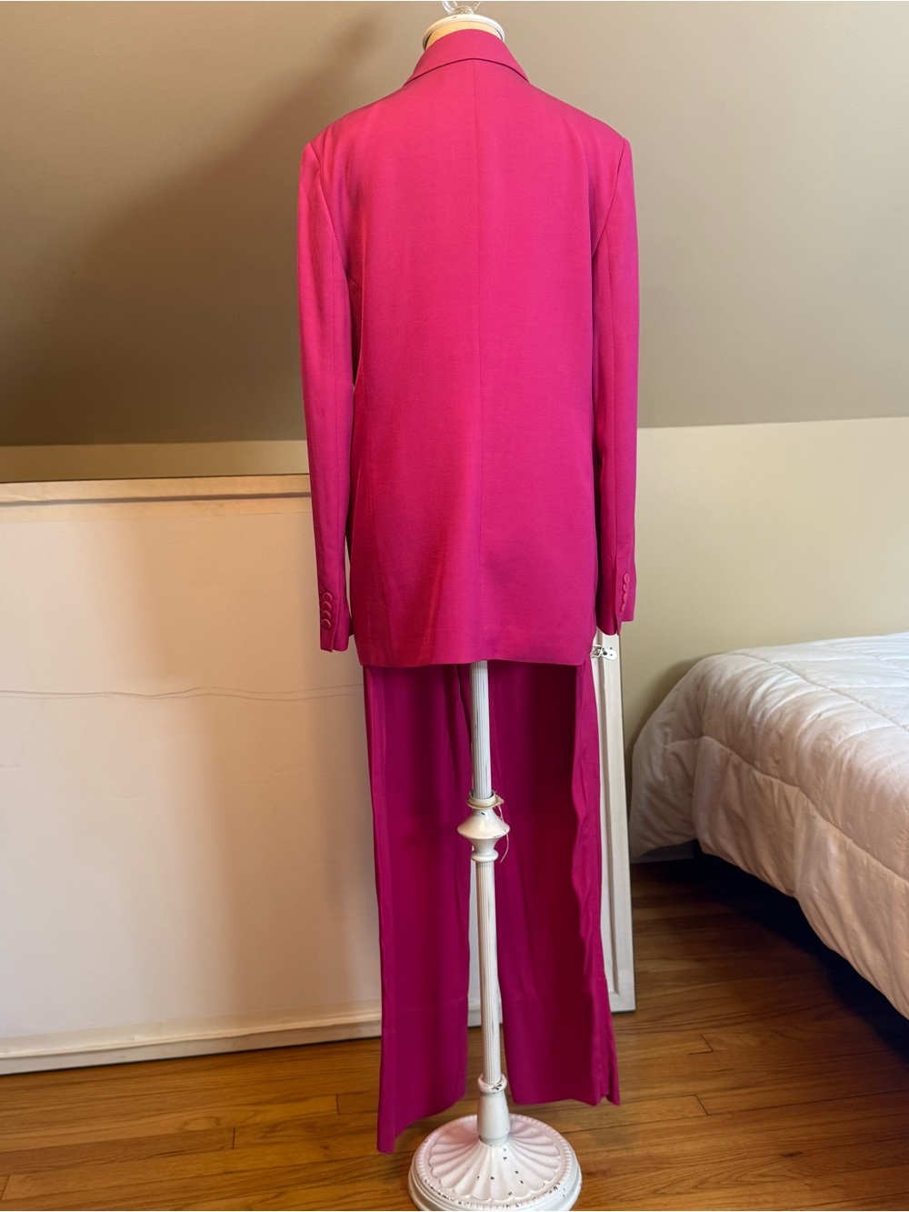 Zara Double-Breasted Pant Suit Fuchsia Pink - Picture 5 of 10
